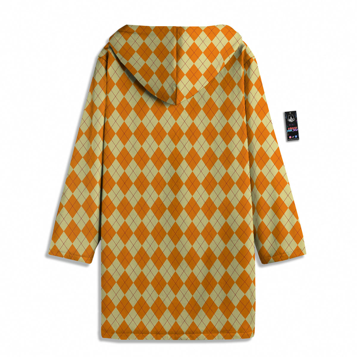 Argyle Orange Print Pattern Men's Windbreaker Jacket-grizzshop