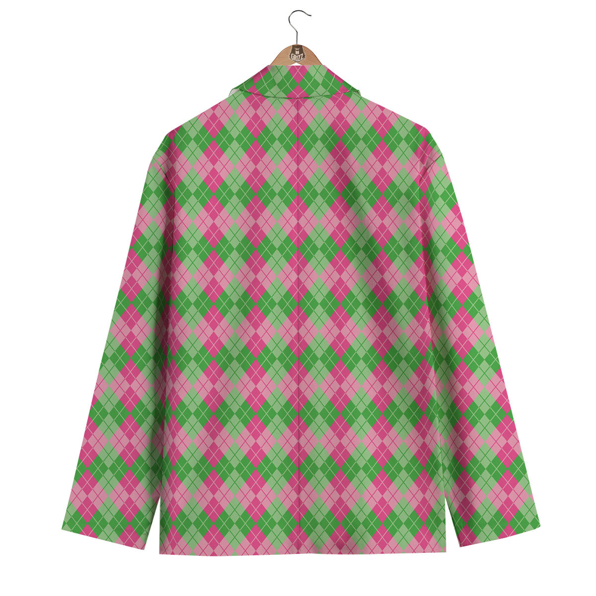 Argyle Pink And Green Print Pattern Men's Blazer-grizzshop