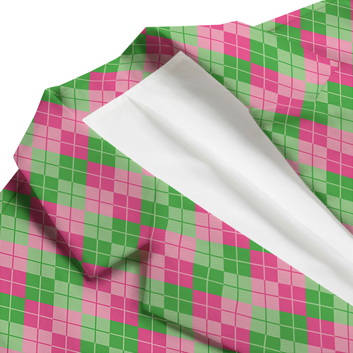 Argyle Pink And Green Print Pattern Men's Blazer-grizzshop
