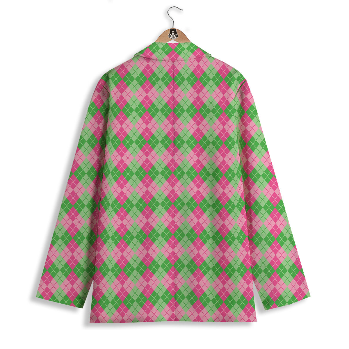 Argyle Pink And Green Print Pattern Women's Blazer-grizzshop