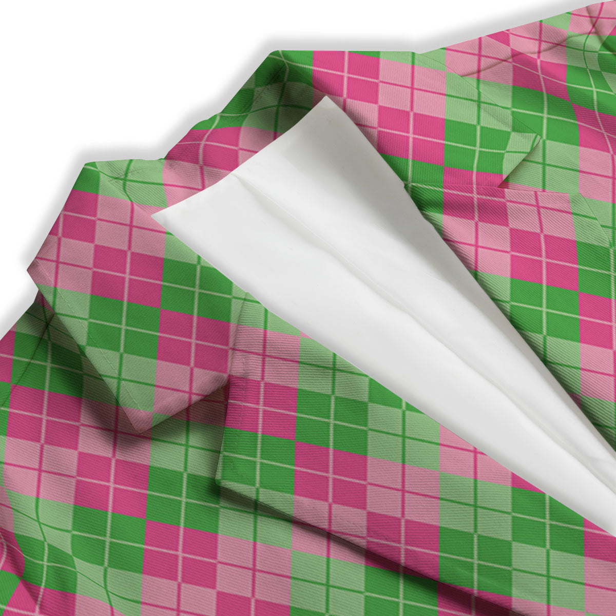 Argyle Pink And Green Print Pattern Women's Blazer-grizzshop