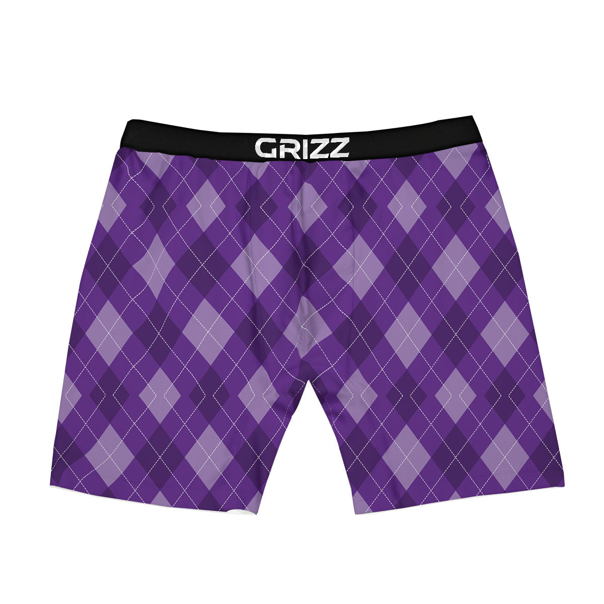 Argyle Purple Print Pattern Boxer Briefs-grizzshop