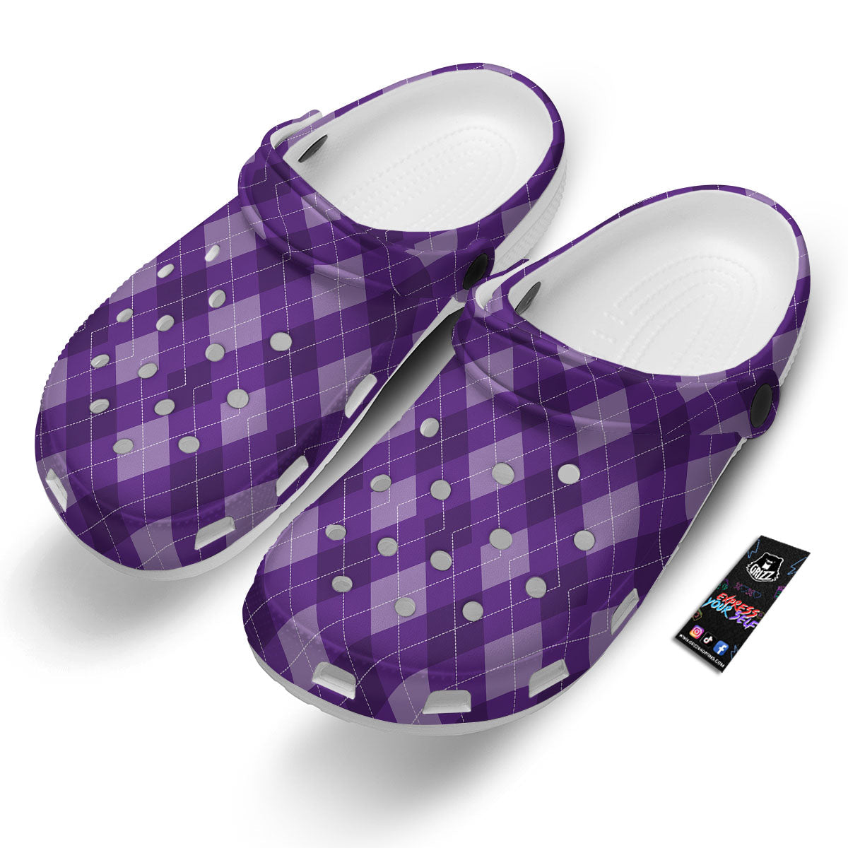 Argyle Purple Print Pattern Clog-grizzshop