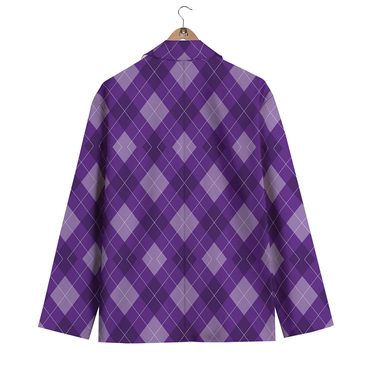 Argyle Purple Print Pattern Men's Blazer-grizzshop