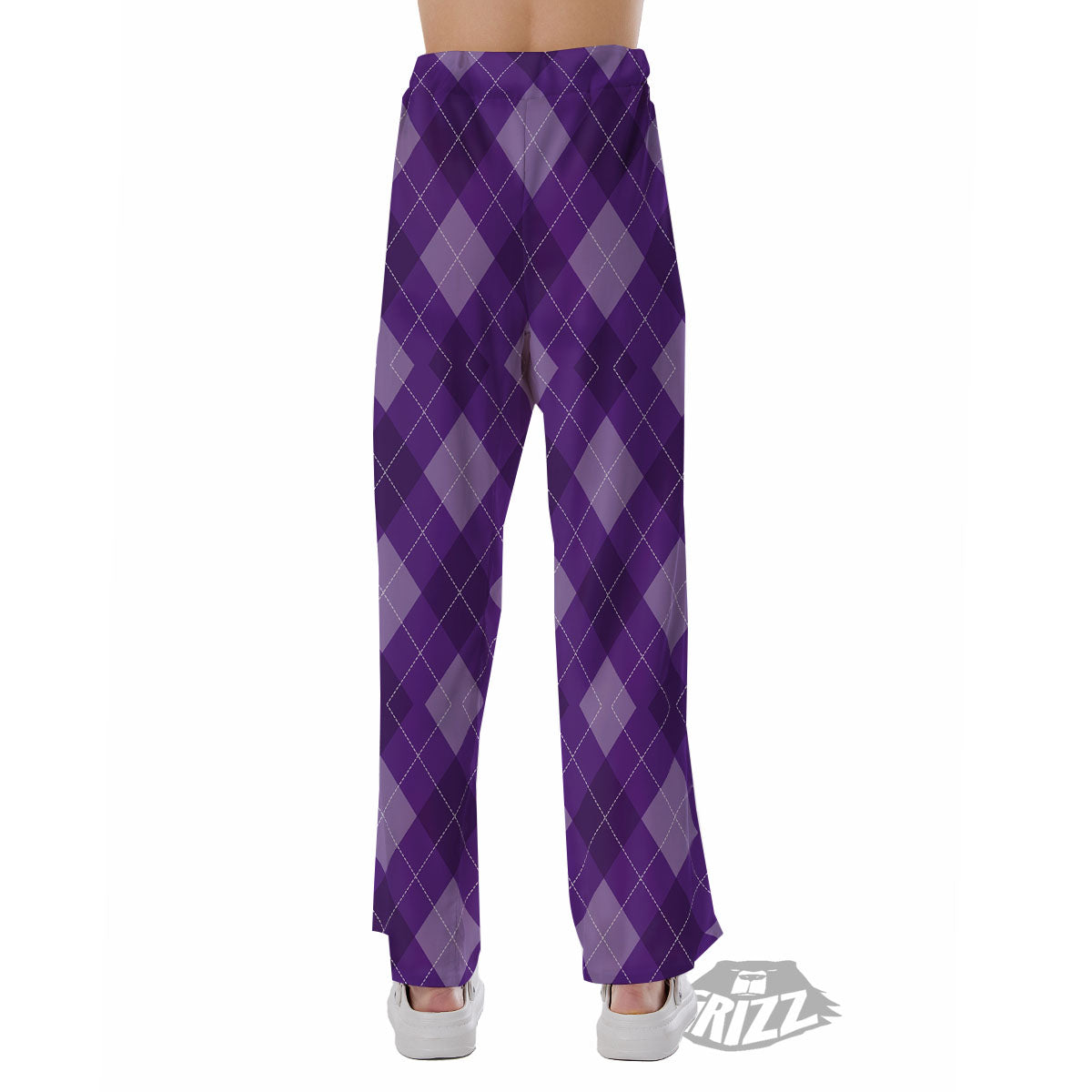 Argyle Purple Print Pattern Pajama Pants-grizzshop