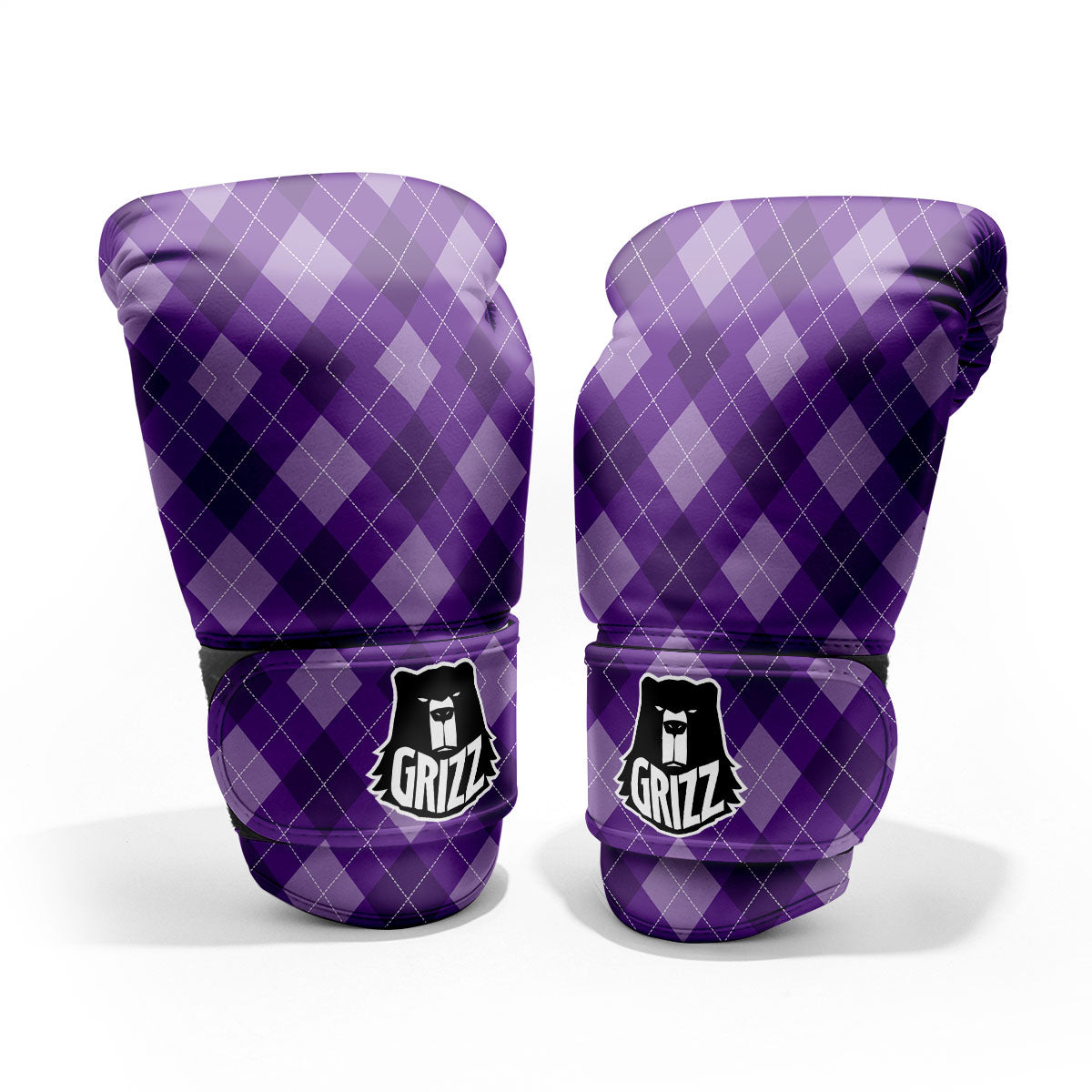 Argyle Purple Print Pattern Sparring Gloves-grizzshop