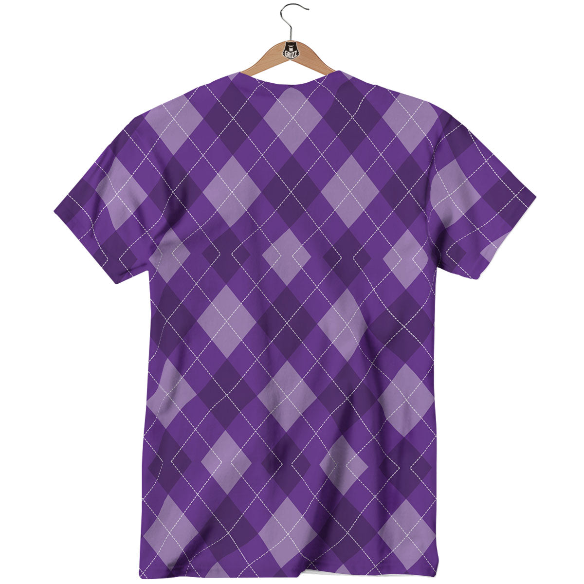 Argyle Purple Print Pattern T-Shirt-grizzshop