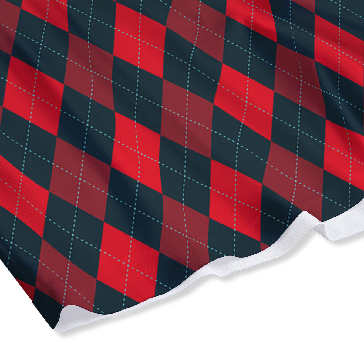 Argyle Red And Black Print Pattern Mesh Shorts-grizzshop
