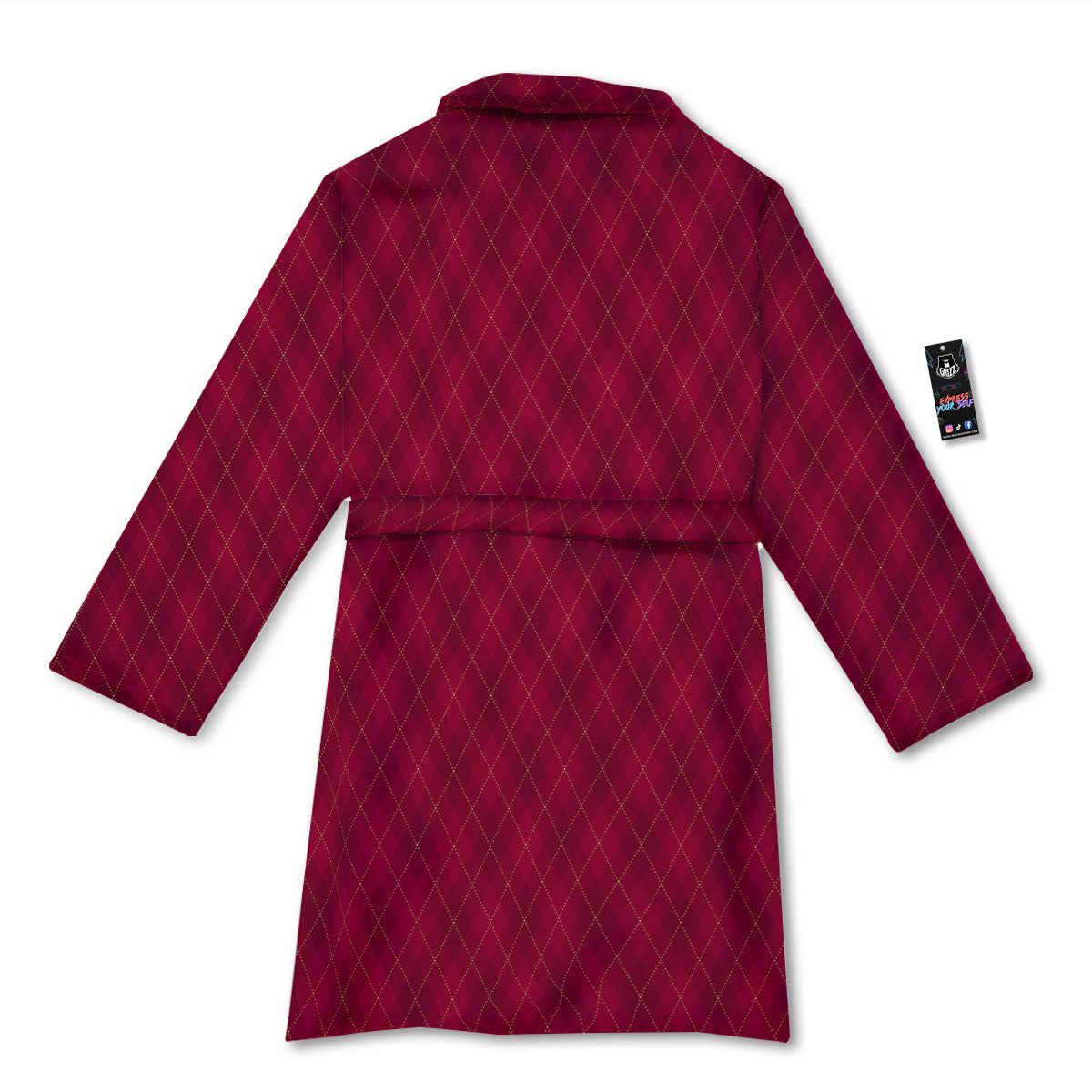 Argyle Red Print Pattern Bathrobe-grizzshop