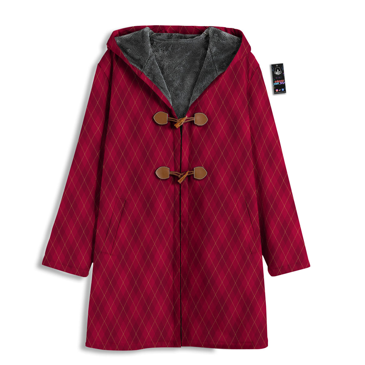 Argyle Red Print Pattern Men's Windbreaker Jacket-grizzshop