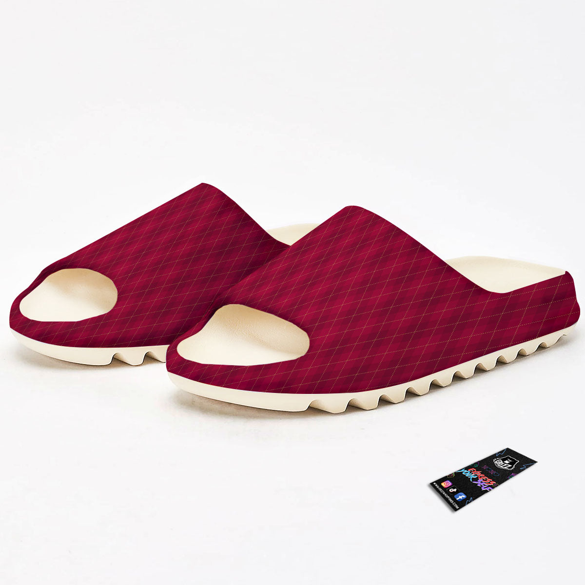 Argyle Red Print Pattern Sandals-grizzshop