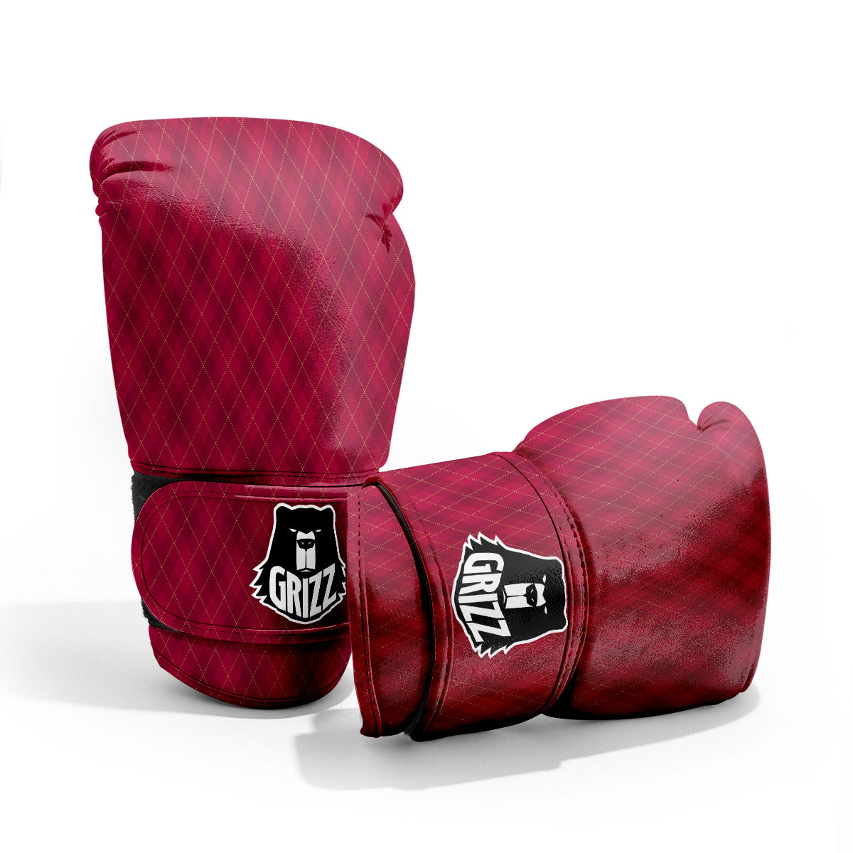 Argyle Red Print Pattern Sparring Gloves-grizzshop