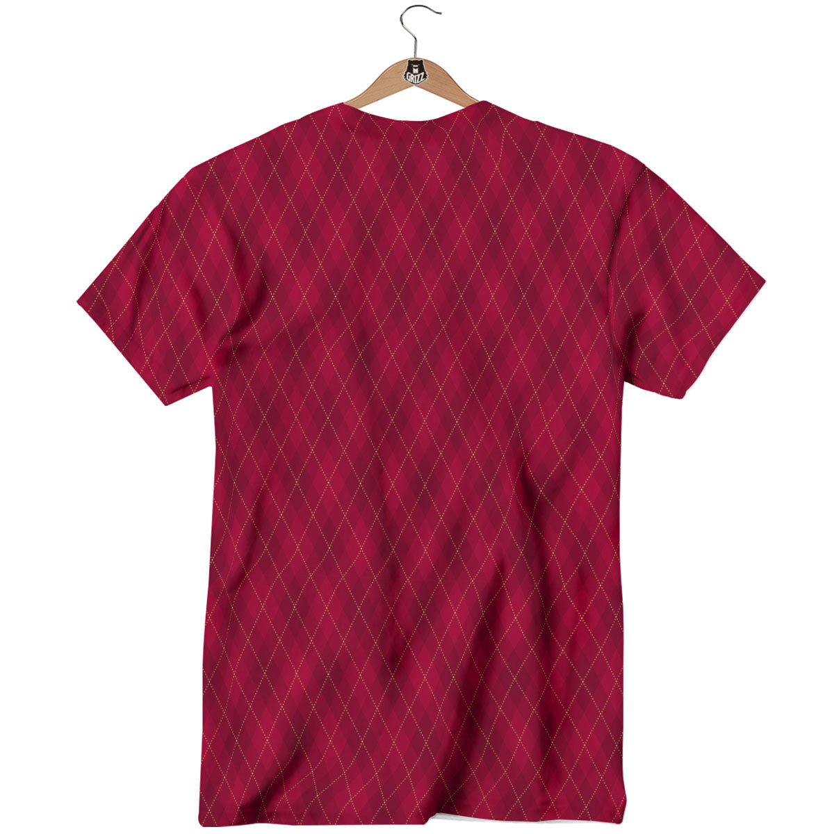 Argyle Red Print Pattern T-Shirt-grizzshop