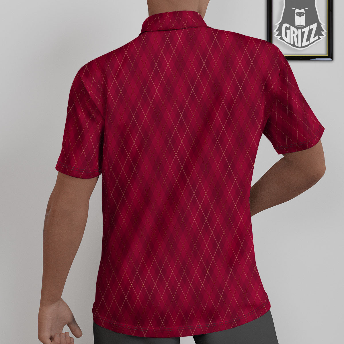 Argyle Red Print Pattern Untucked Shirts-grizzshop
