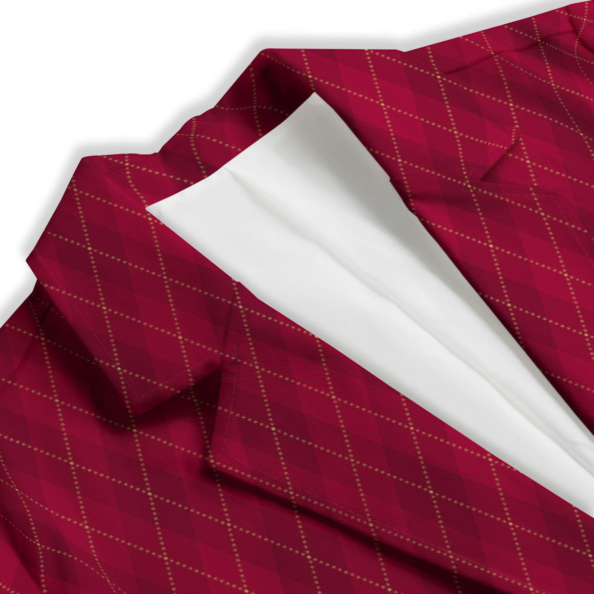 Argyle Red Print Pattern Women's Blazer-grizzshop