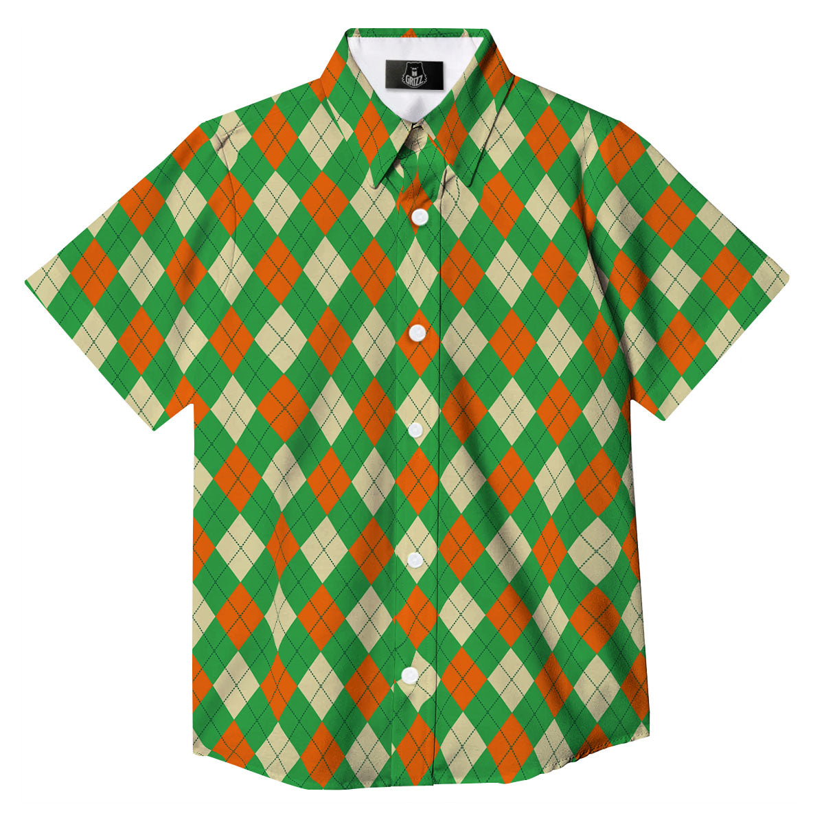 Argyle Saint Patrick's Day Print Pattern Button Up Shirt-grizzshop