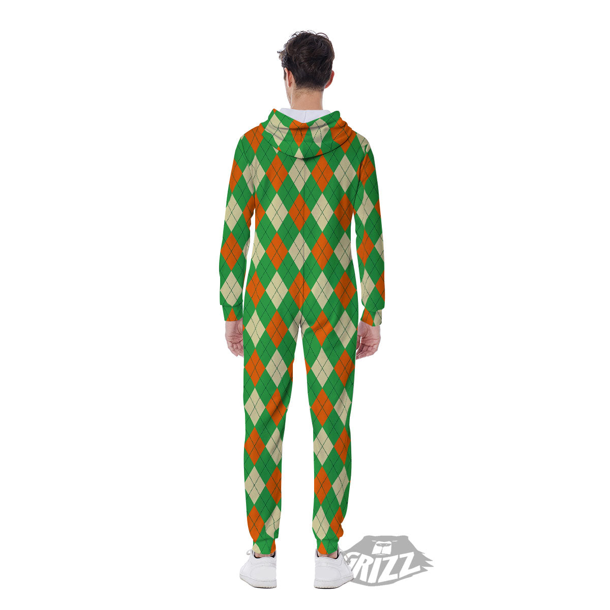 Argyle Saint Patrick's Day Print Pattern Men's Jumpsuit-grizzshop