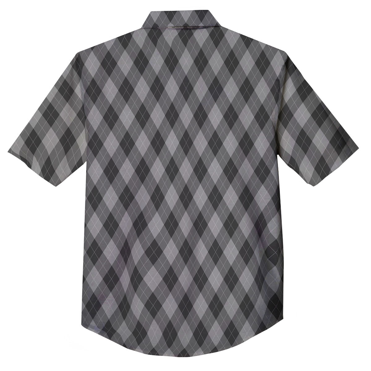 Argyle Shadow Grey Print Pattern Button Up Shirt-grizzshop