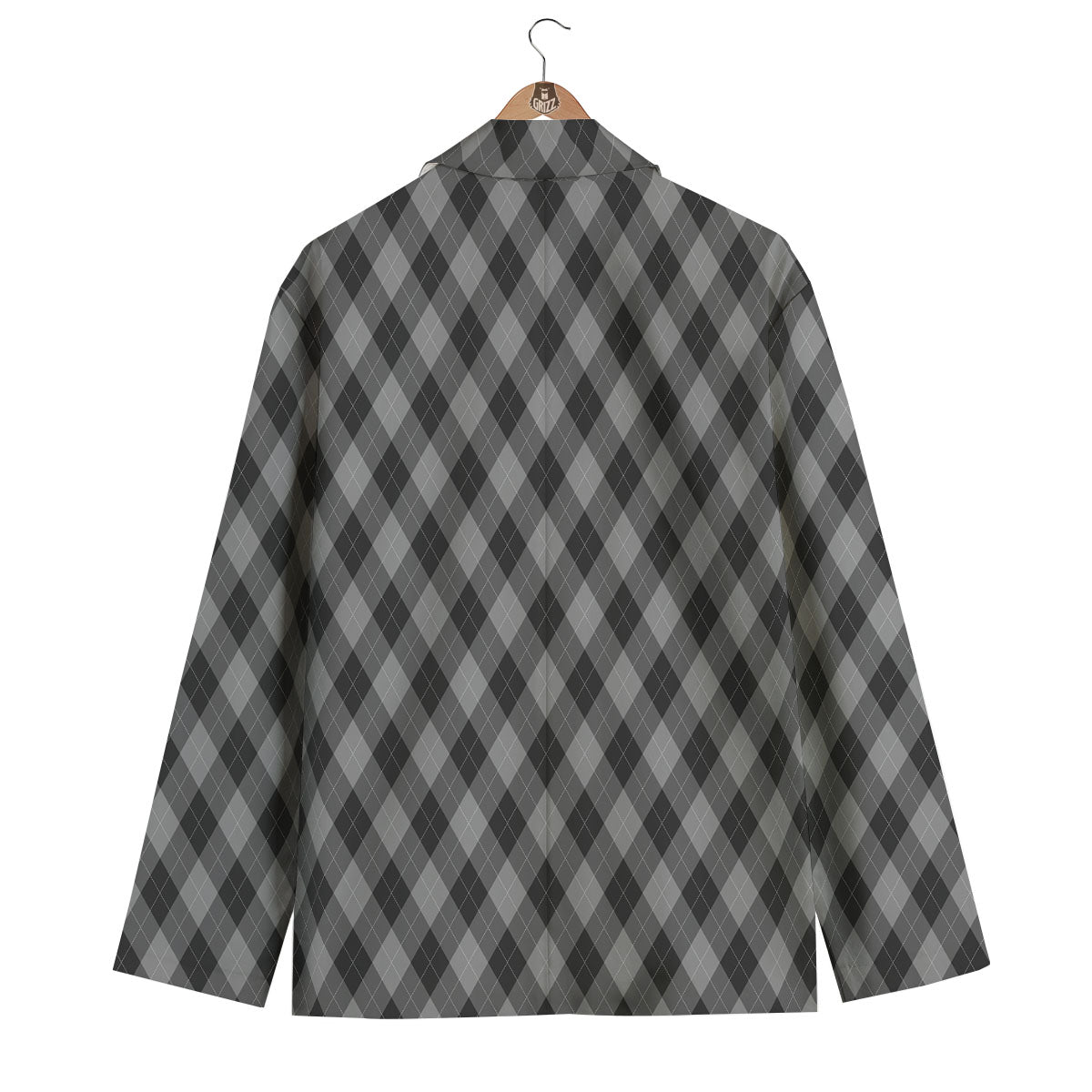 Argyle Shadow Grey Print Pattern Men's Blazer-grizzshop