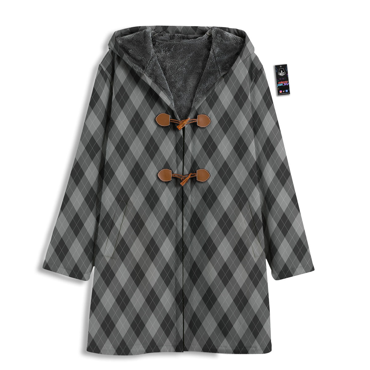 Argyle Shadow Grey Print Pattern Men's Windbreaker Jacket-grizzshop