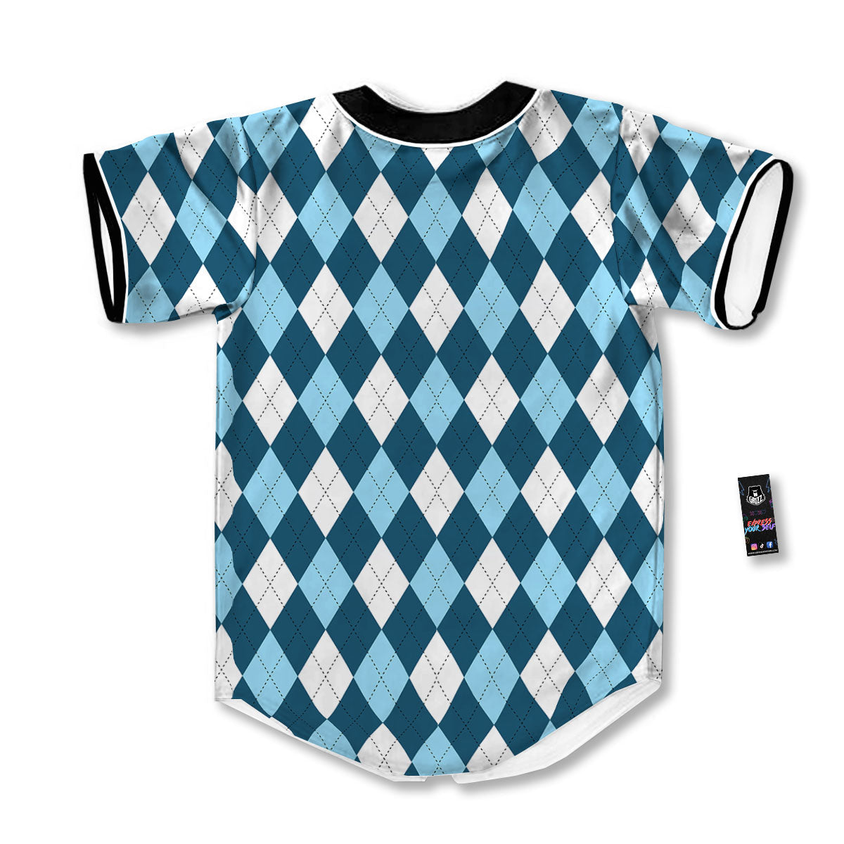 Argyle Soft Blue Print Pattern Baseball Jersey-grizzshop