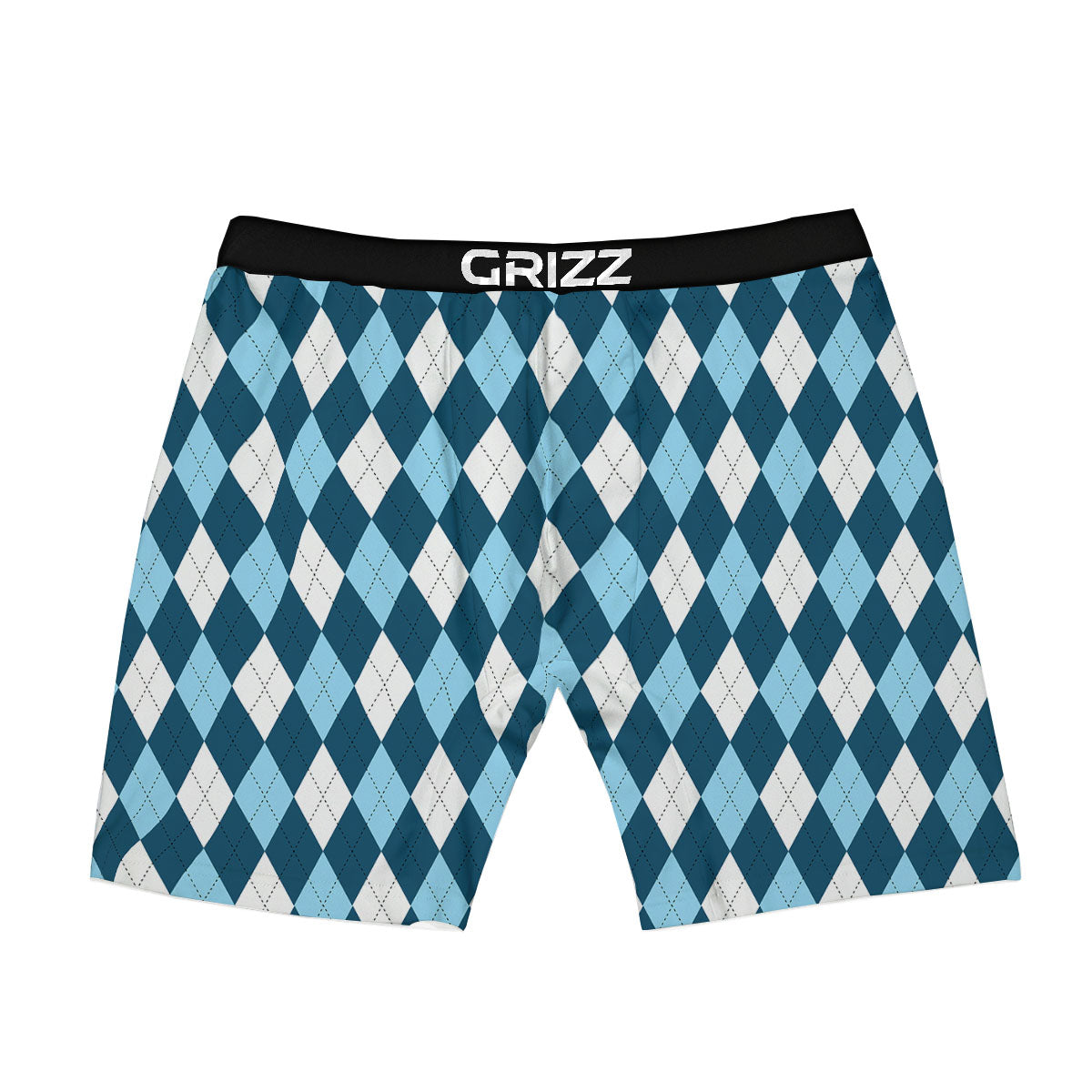 Argyle Soft Blue Print Pattern Boxer Briefs-grizzshop