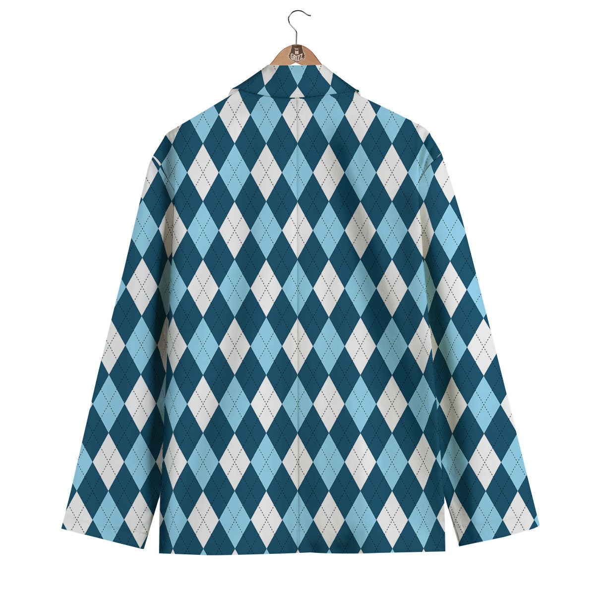 Argyle Soft Blue Print Pattern Men's Blazer-grizzshop