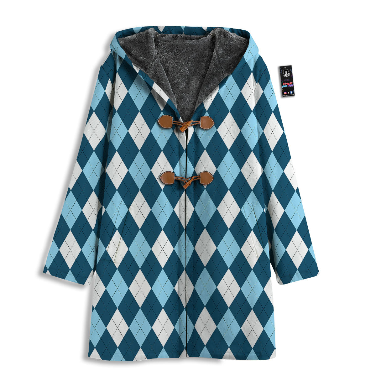 Argyle Soft Blue Print Pattern Men's Windbreaker Jacket-grizzshop