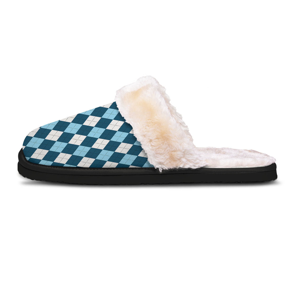 Argyle Soft Blue Print Pattern Slippers-grizzshop