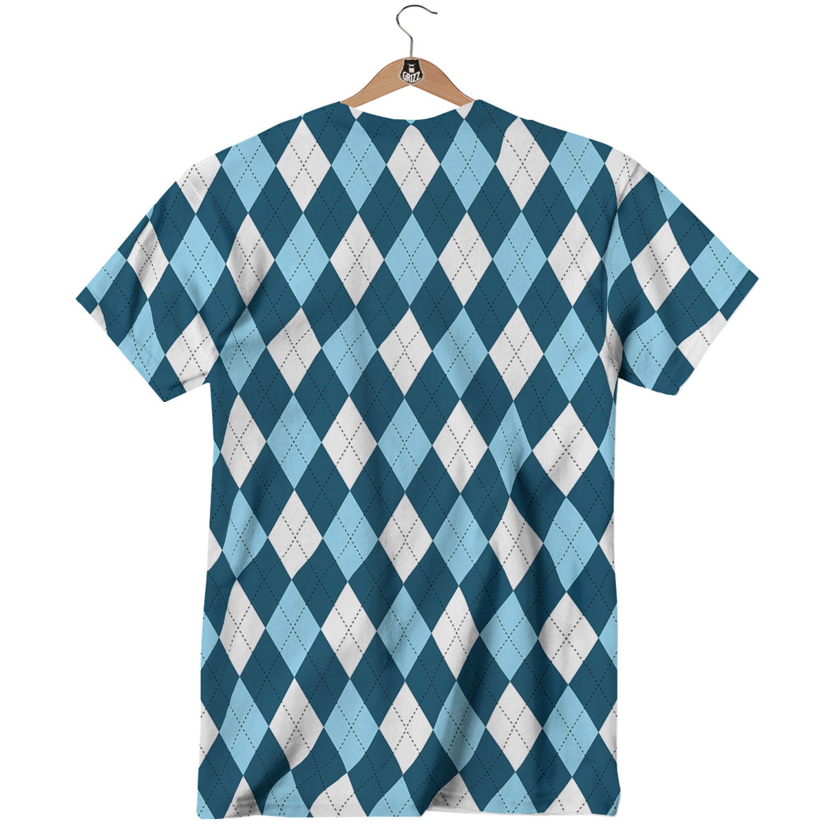 Argyle Soft Blue Print Pattern T-Shirt-grizzshop