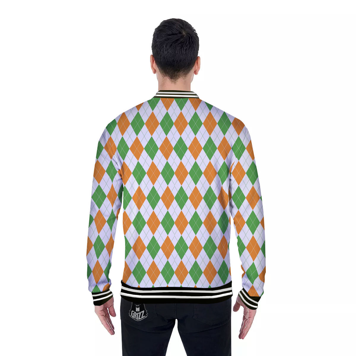 Argyle St Patrick's Day Print Pattern Baseball Jacket-grizzshop