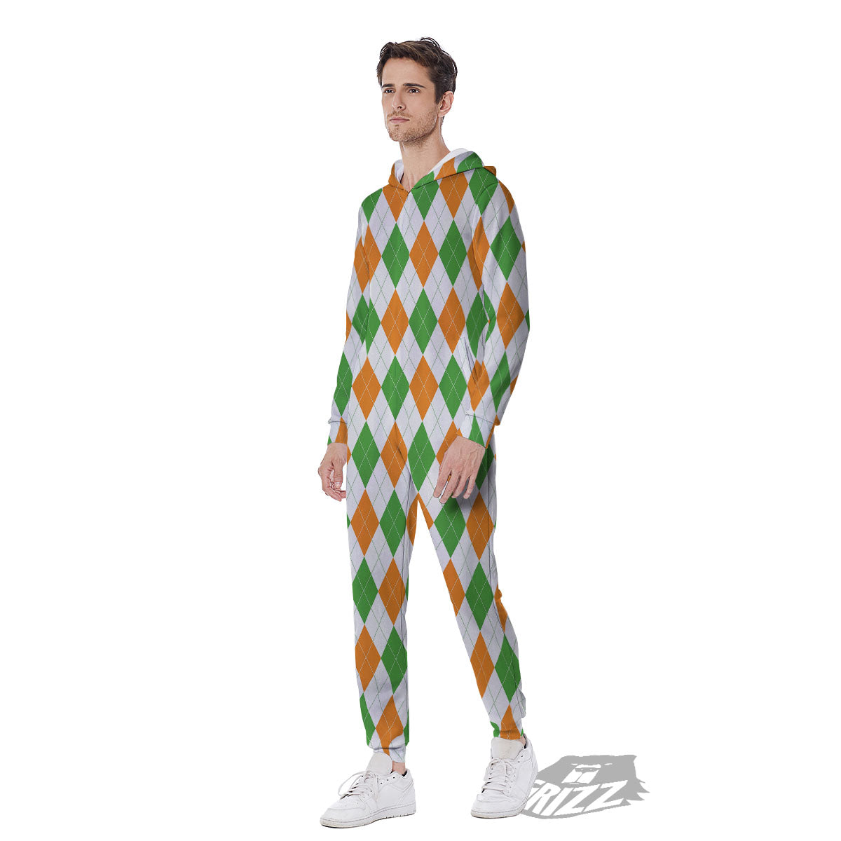 Argyle St Patrick's Day Print Pattern Men's Jumpsuit-grizzshop