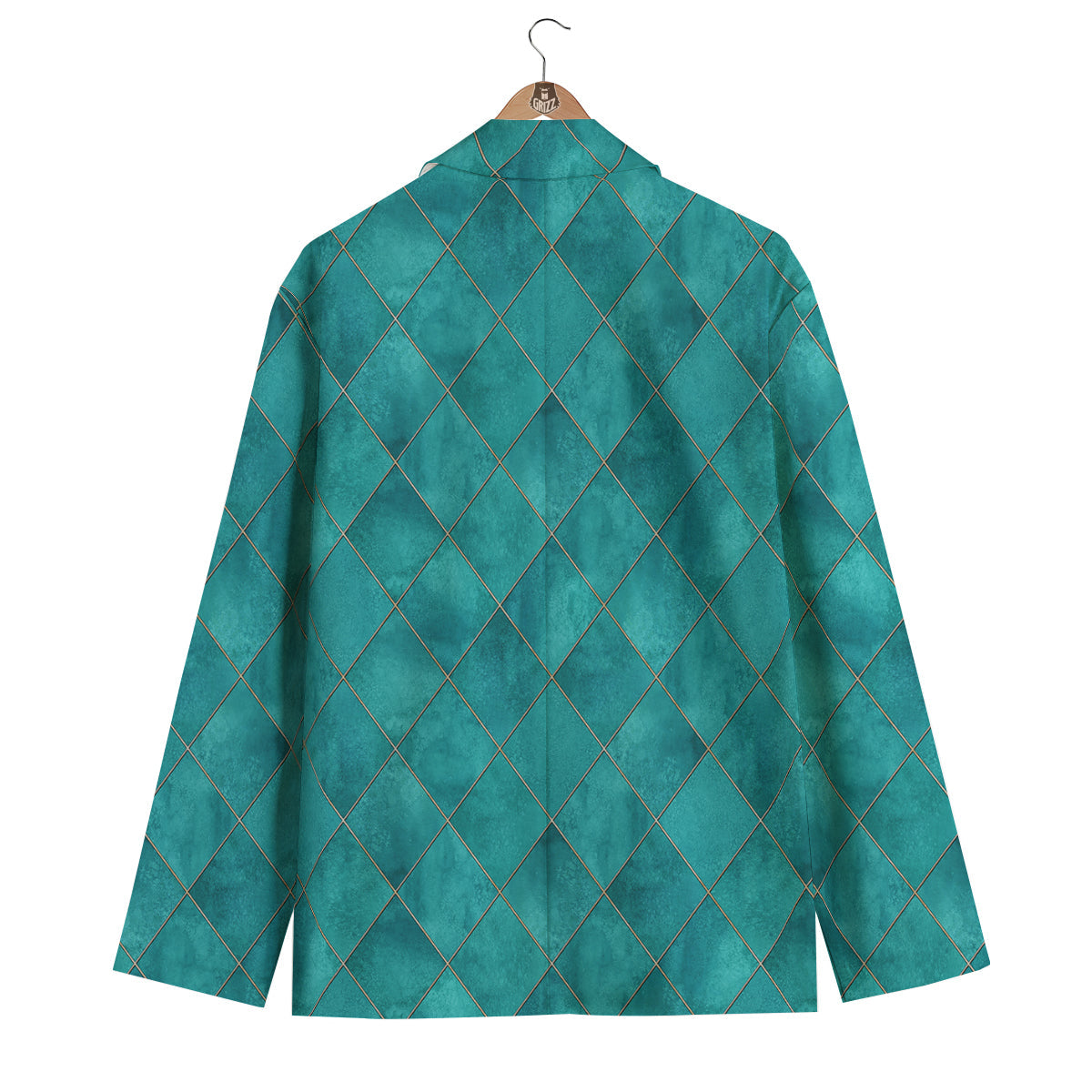 Argyle Turquoise Print Pattern Men's Blazer-grizzshop