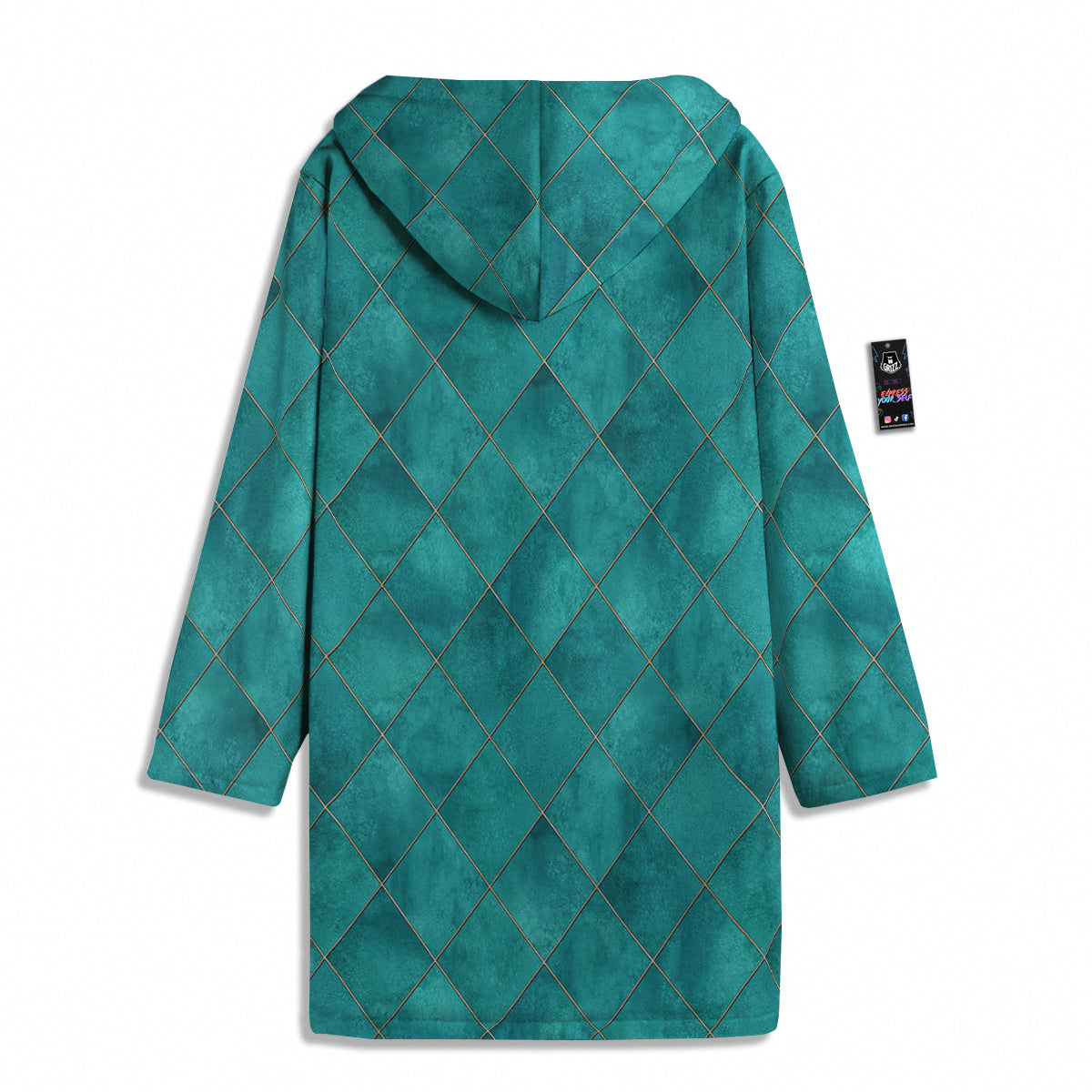 Argyle Turquoise Print Pattern Men's Windbreaker Jacket-grizzshop