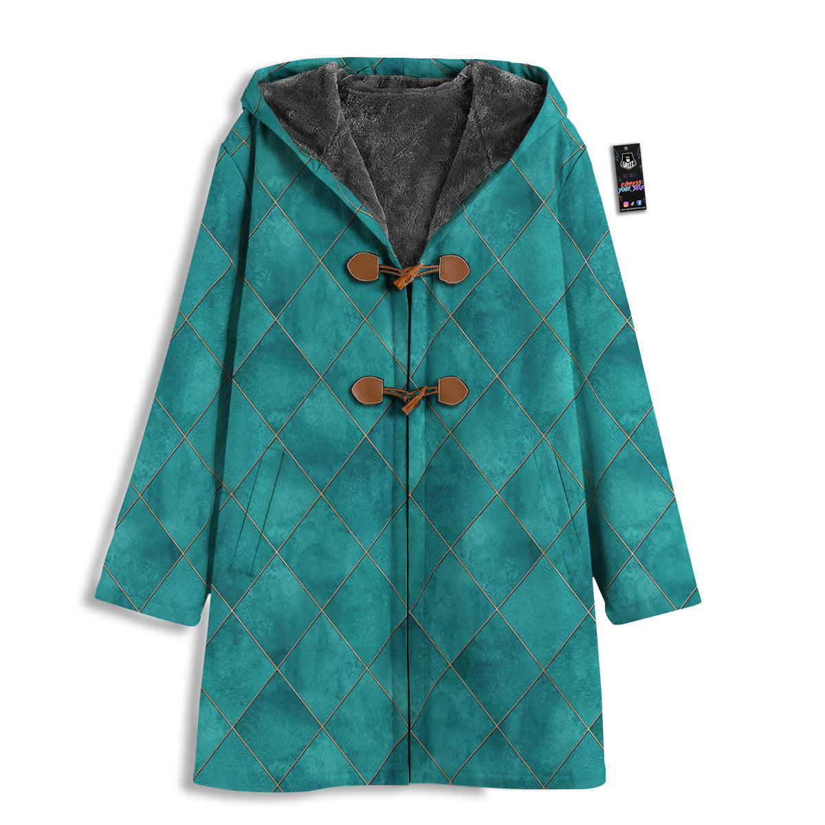 Argyle Turquoise Print Pattern Men's Windbreaker Jacket-grizzshop