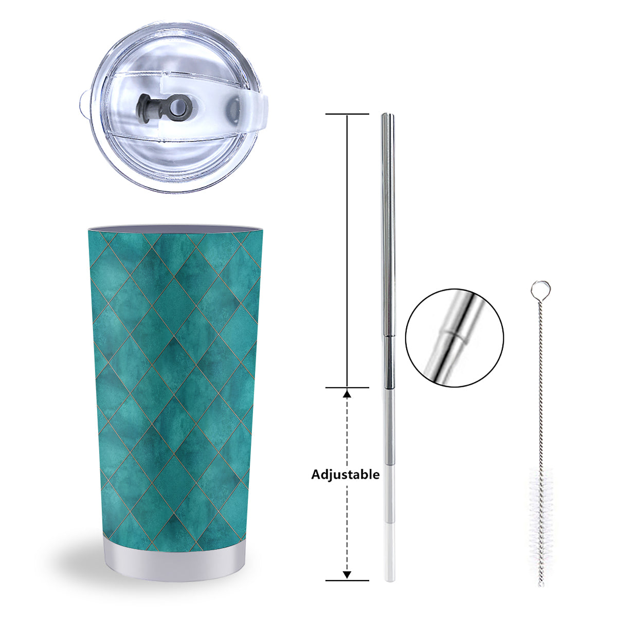 Argyle Turquoise Print Pattern Tumbler-grizzshop