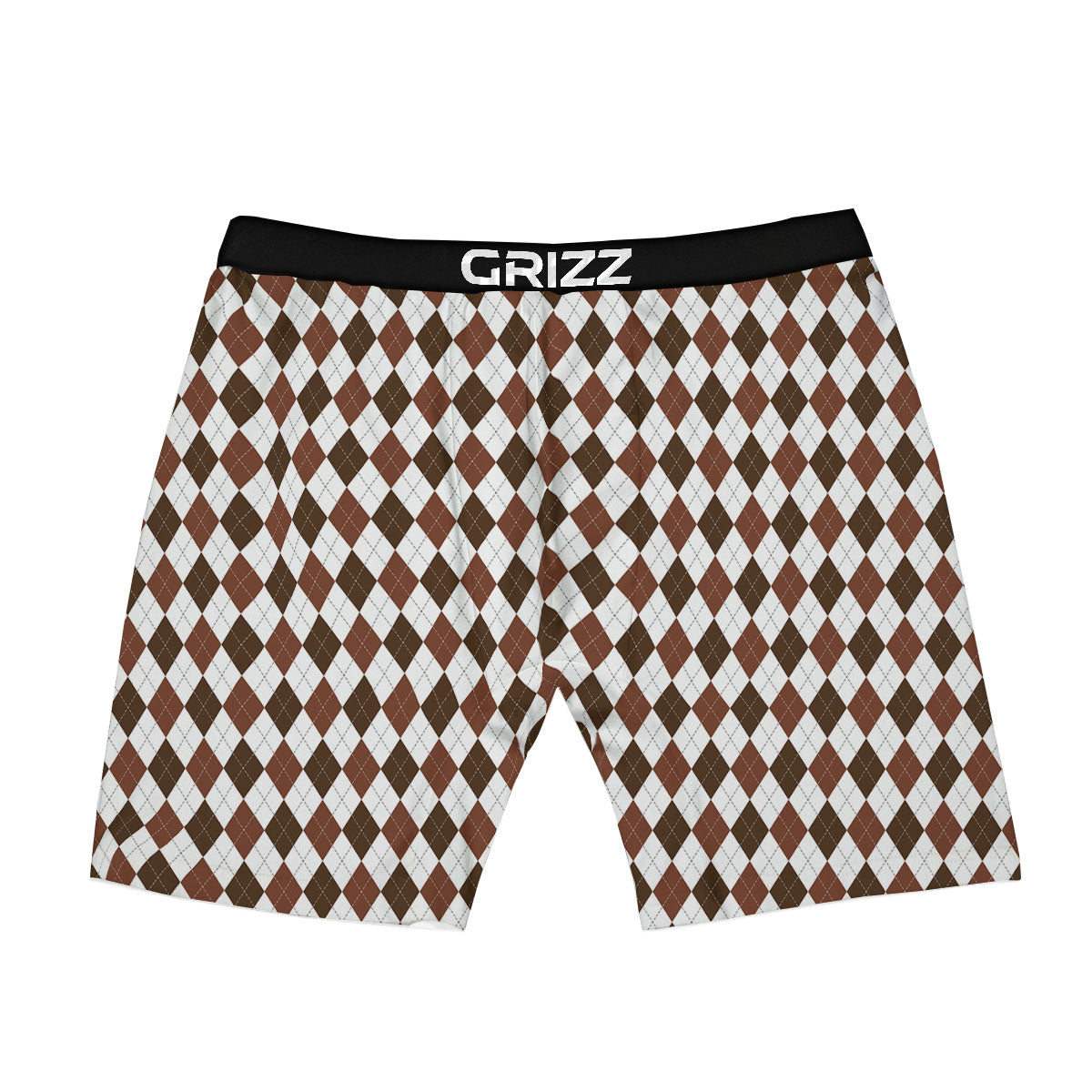 Argyle White And Brown Print Pattern Boxer Briefs-grizzshop