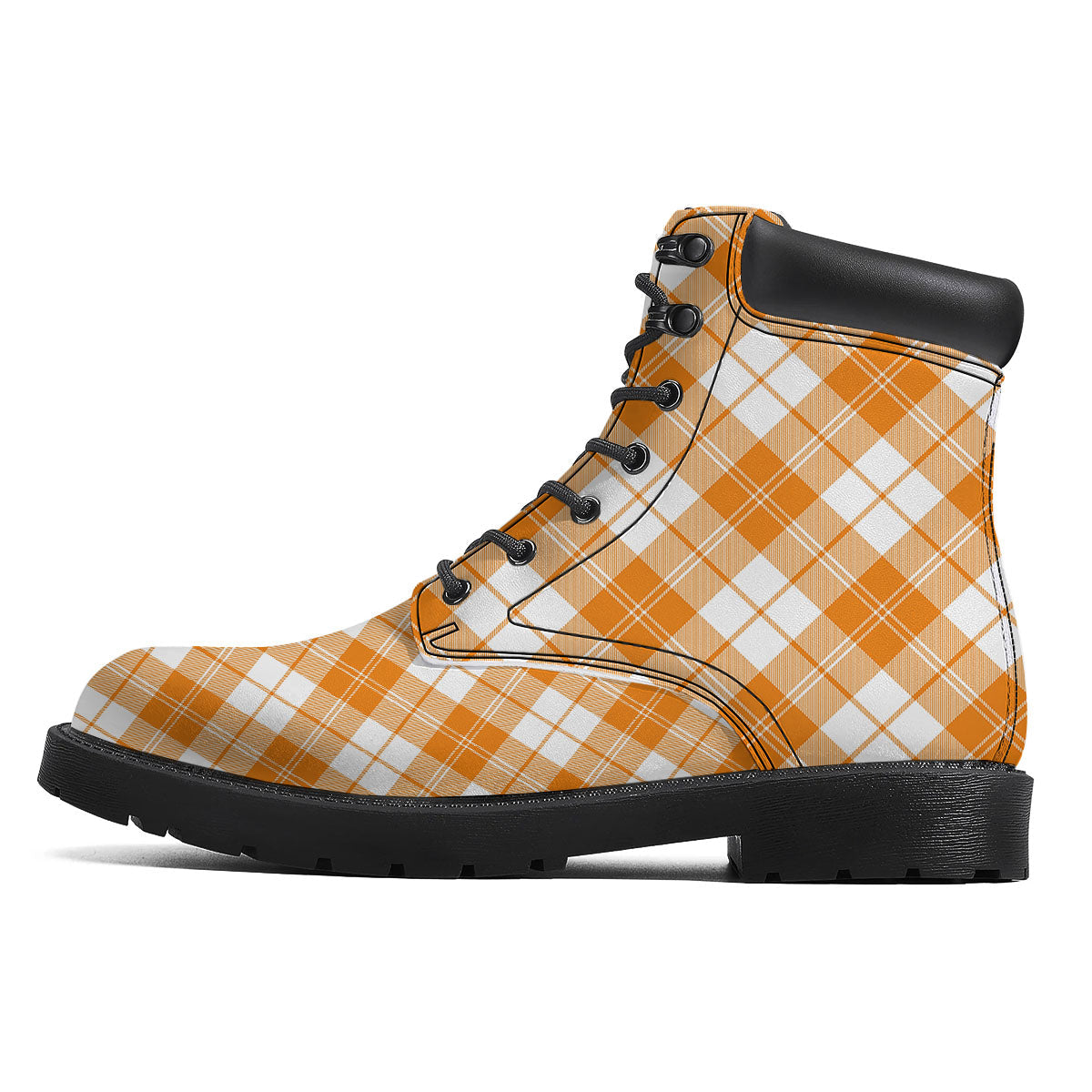 Argyle White And Orange Print Pattern Boots-grizzshop