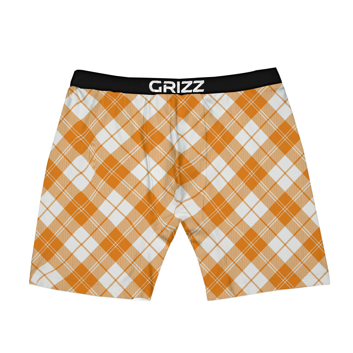 Argyle White And Orange Print Pattern Boxer Briefs-grizzshop