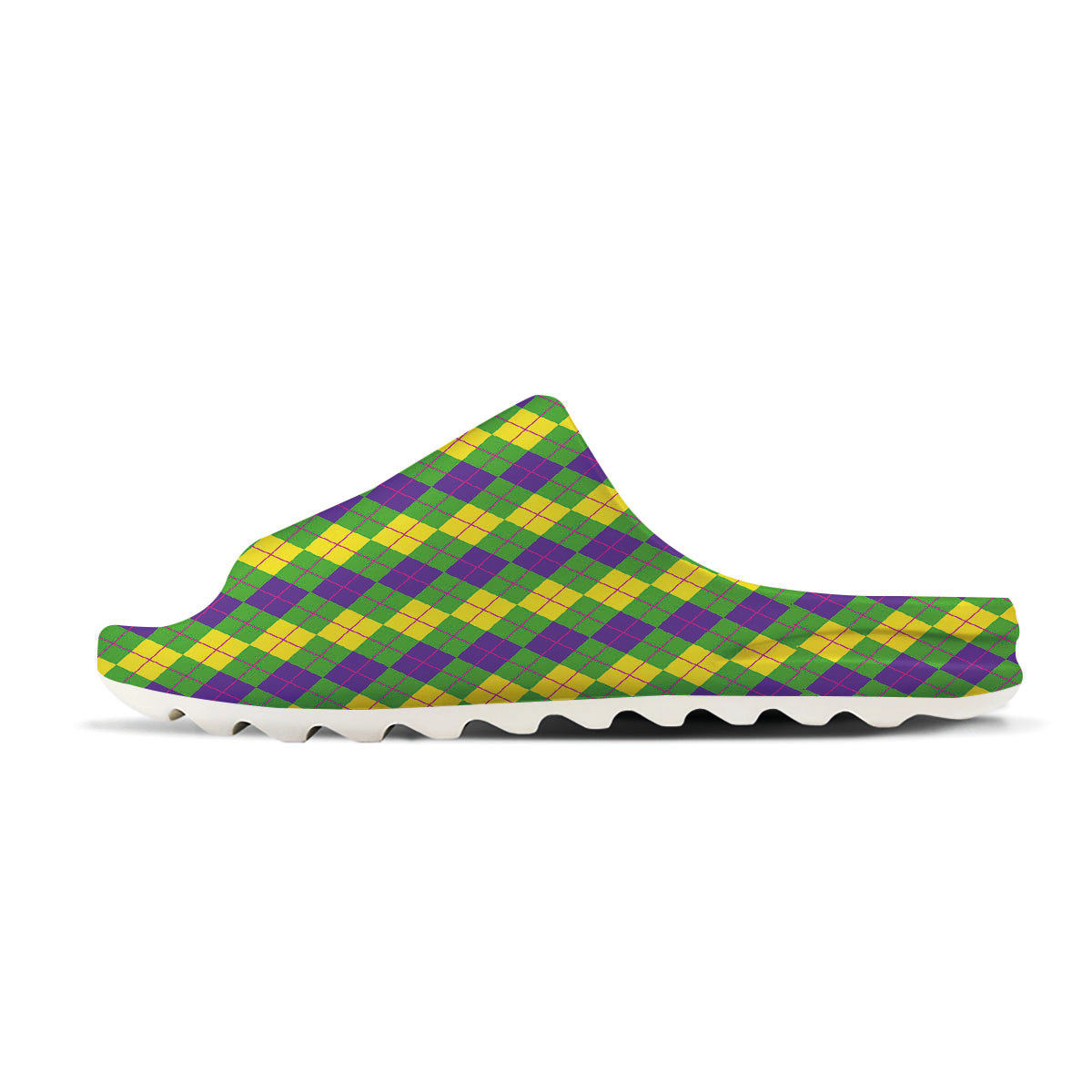 Argyle Mardi Gras Print Pattern Sandals-grizzshop