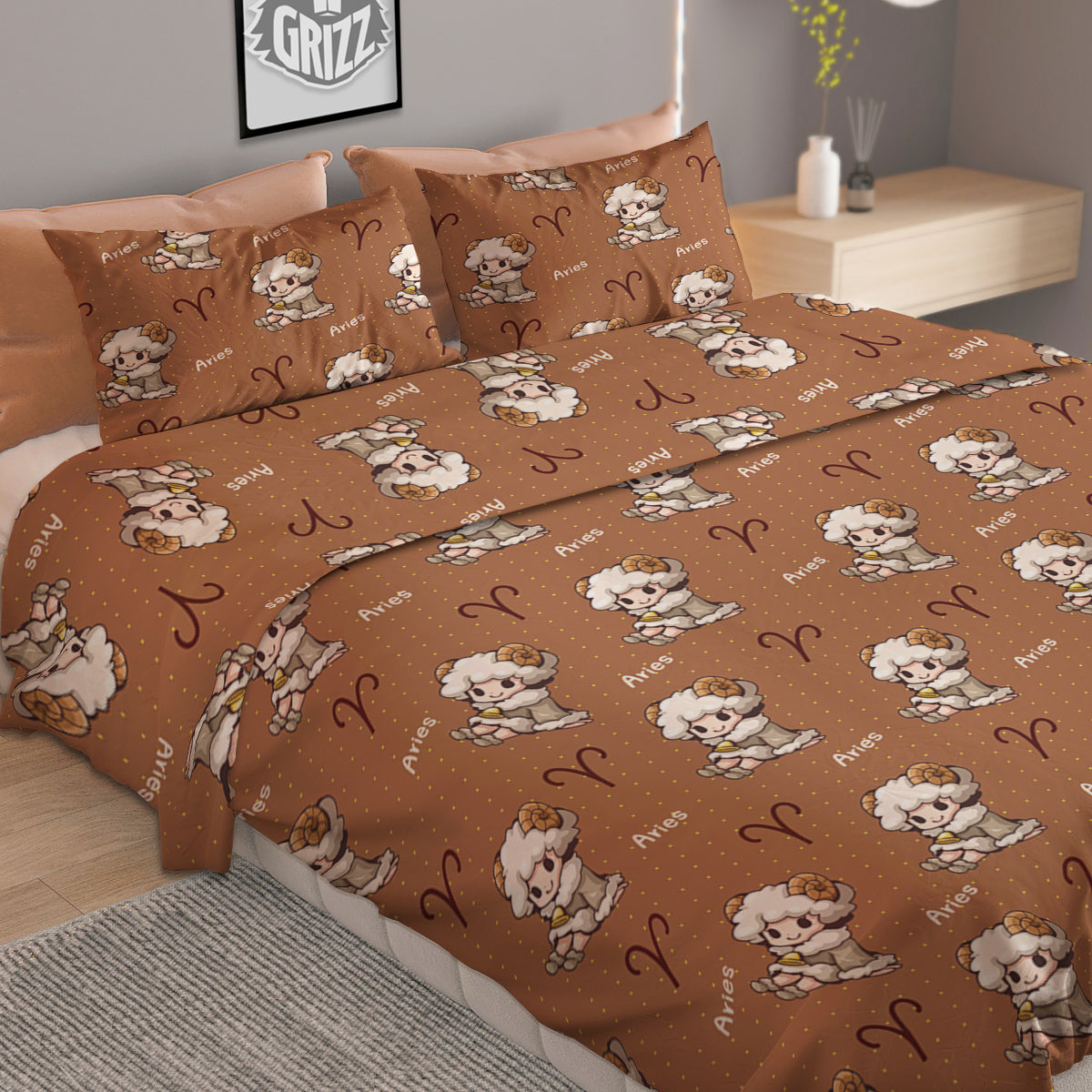 Aquarius Sign Black And Gold Print Duvet Cover Bedding Set