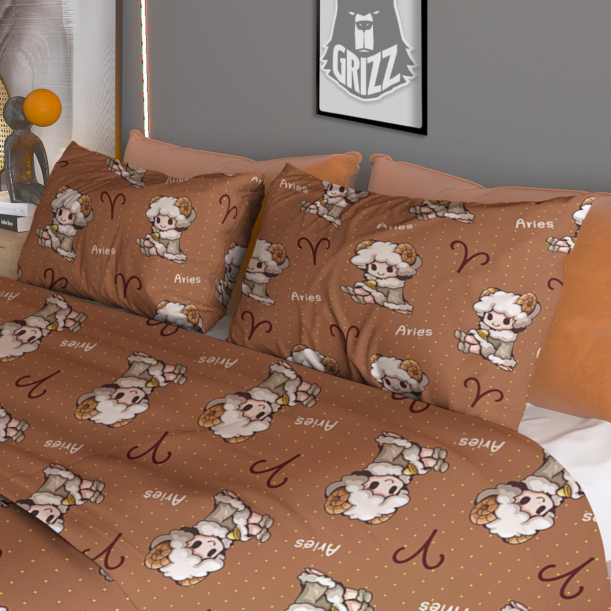 Aquarius Sign Black And Gold Print Duvet Cover Bedding Set