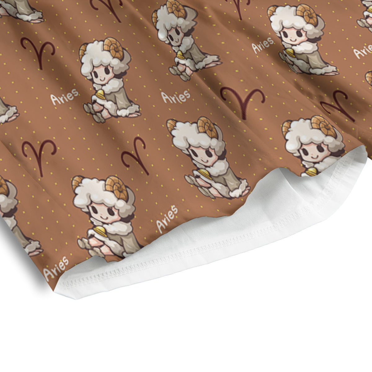 Aries Cute Cartoon Print Pattern Men's Athletic Shorts