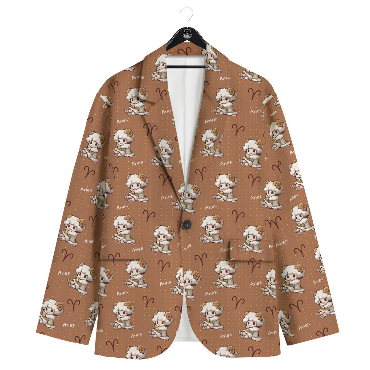 Aries Cute Cartoon Print Pattern Men's Sport Coat-grizzshop