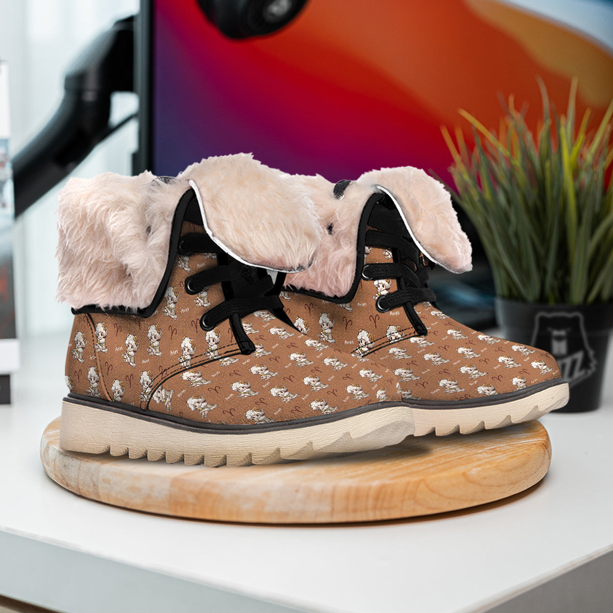 Aries Cute Cartoon Print Pattern Snow Boots-grizzshop