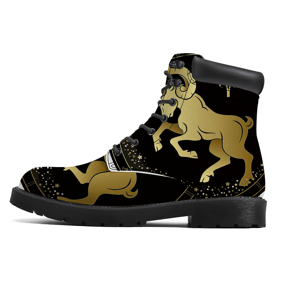 Aries Sign Black And Gold Print Boots-grizzshop