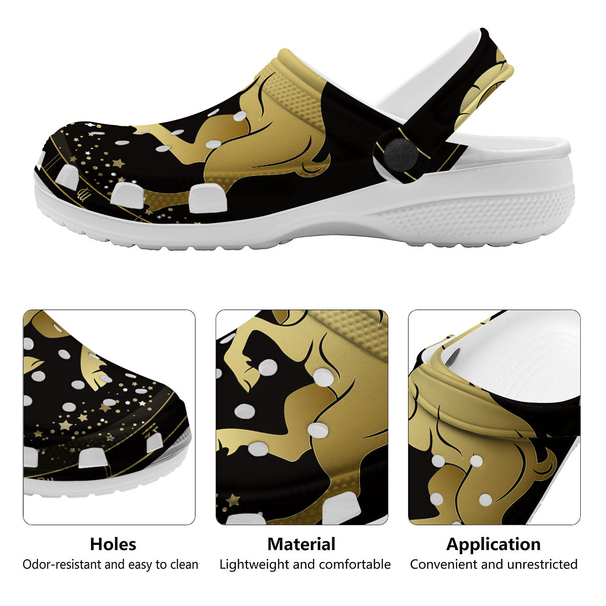 Aries Sign Black And Gold Print Clog-grizzshop