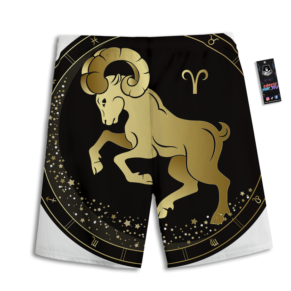 Argyle White And Orange Print Pattern Men's Athletic Shorts