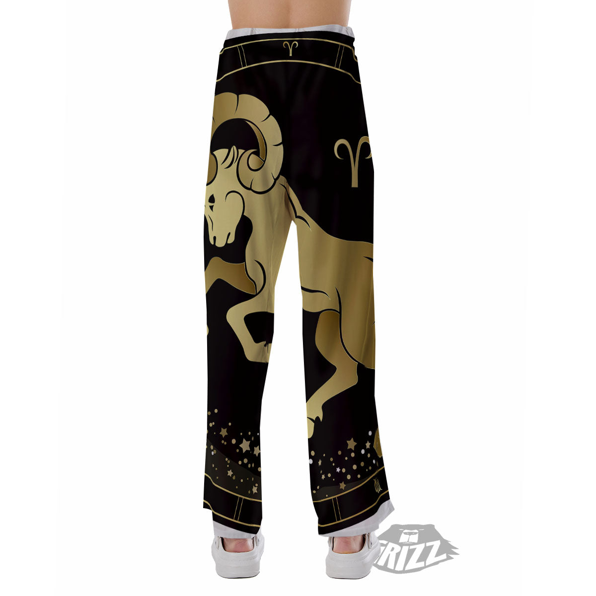 Aries Sign Black And Gold Print Pajama Pants-grizzshop