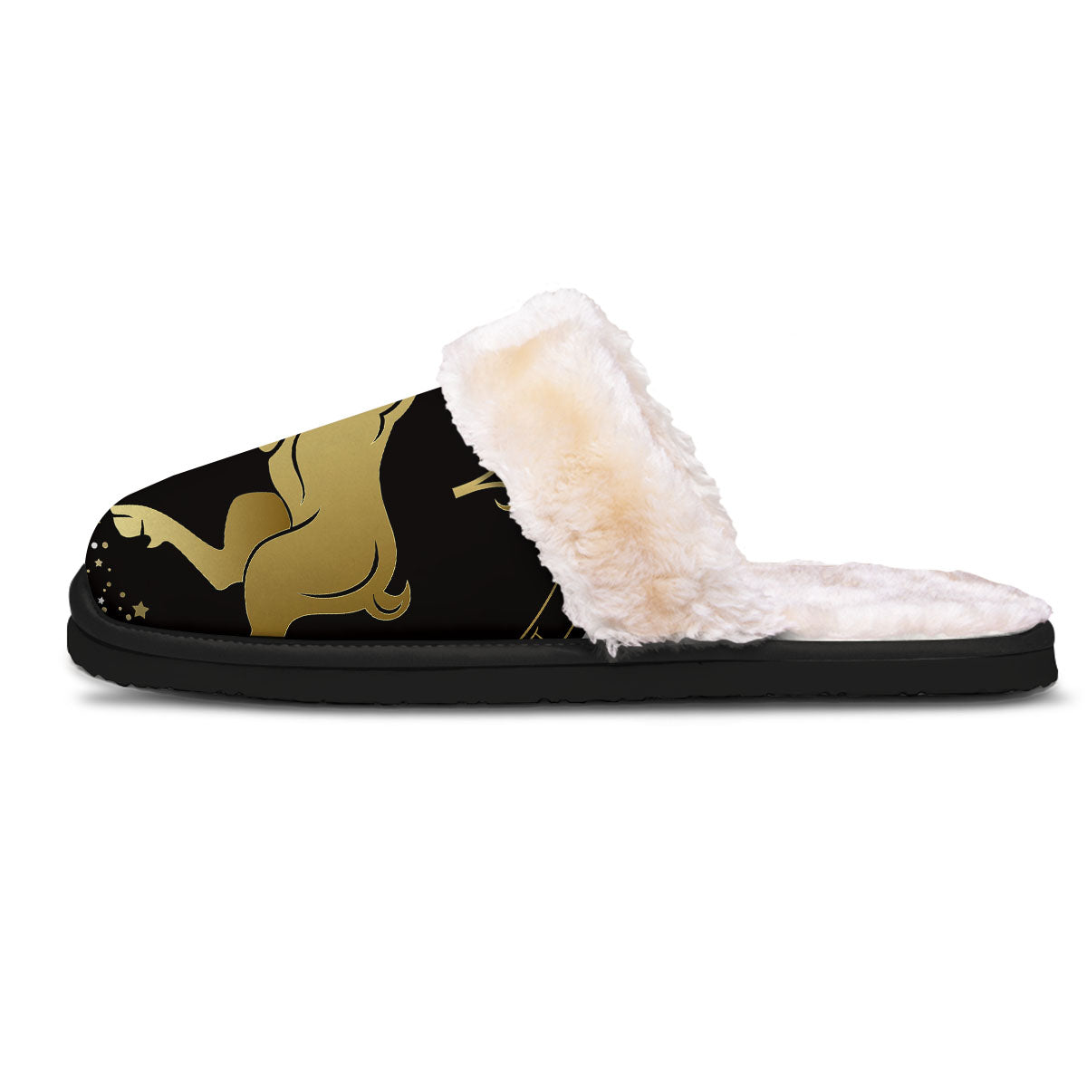 Aries Sign Black And Gold Print Slippers-grizzshop